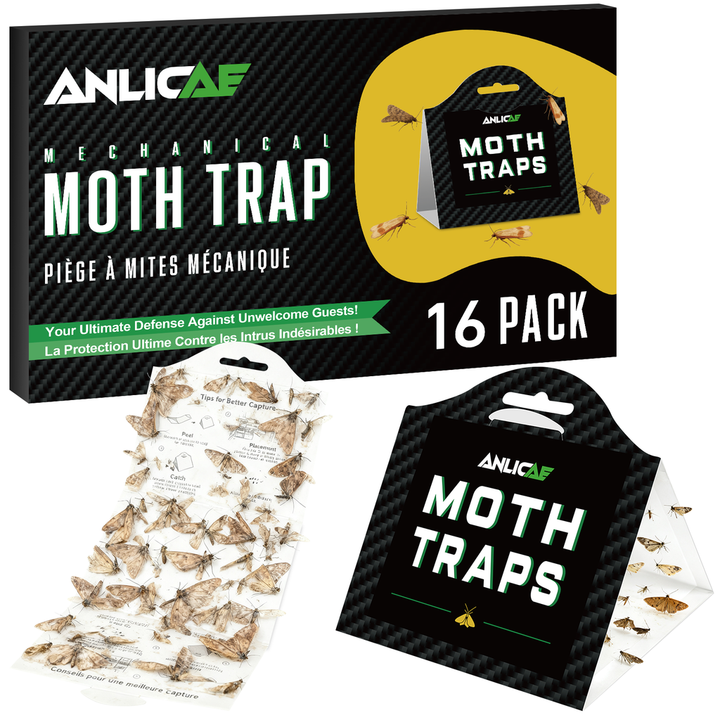 16 Pack Pantry Moth Traps and Clothes Moth Trap – Non-Toxic Moth Traps Clothing with Sticky Glue, Chemical-Free, Pheromone-Free, Safe Indoor Use