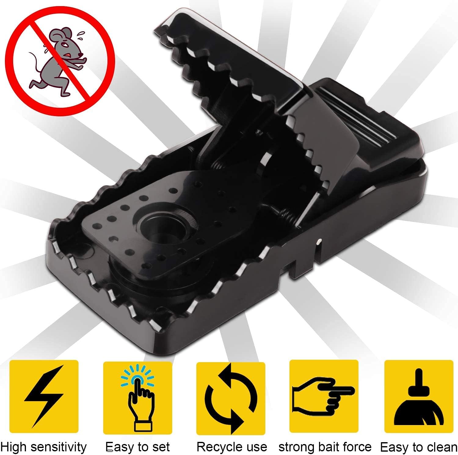 8 Pack Mouse Trap, Mice Traps for House,Mice Trap Indoor Quick Effective Sanitary Safe Mousetrap Catcher for Family (8 Pack+2 Clamps)