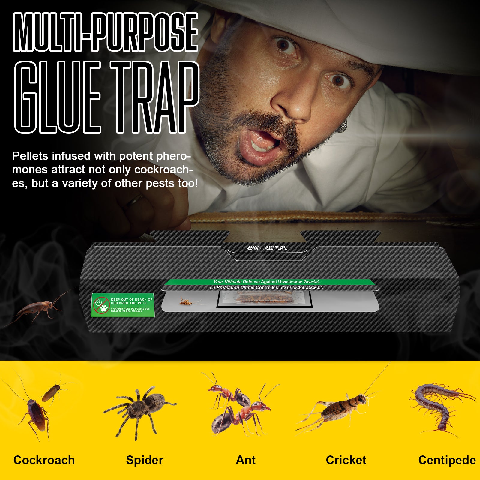 18 Pack Cockroach Traps Indoor Sticky, Glue Traps for Roaches Bug Traps - Long Lasting Non-Toxic Children and Pet Friendly