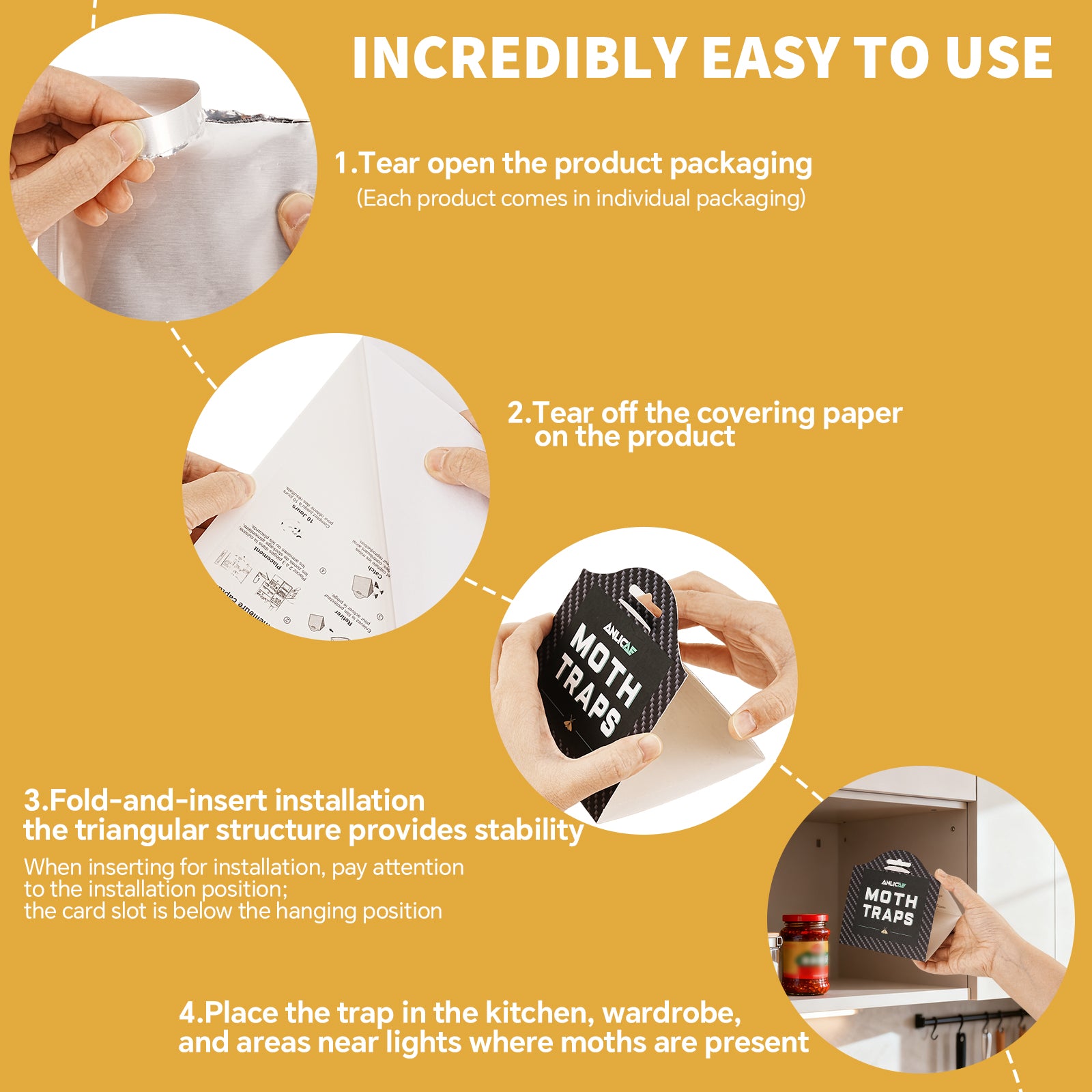 16 Pack Pantry Moth Traps and Clothes Moth Trap – Non-Toxic Moth Traps Clothing with Sticky Glue, Chemical-Free, Pheromone-Free, Safe Indoor Use