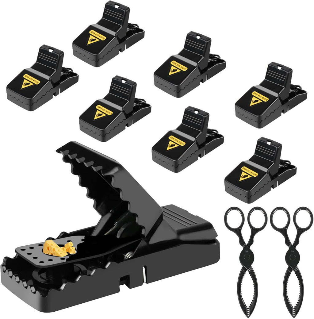 8 Pack Mouse Trap, Mice Traps for House,Mice Trap Indoor Quick Effective Sanitary Safe Mousetrap Catcher for Family (8 Pack+2 Clamps)